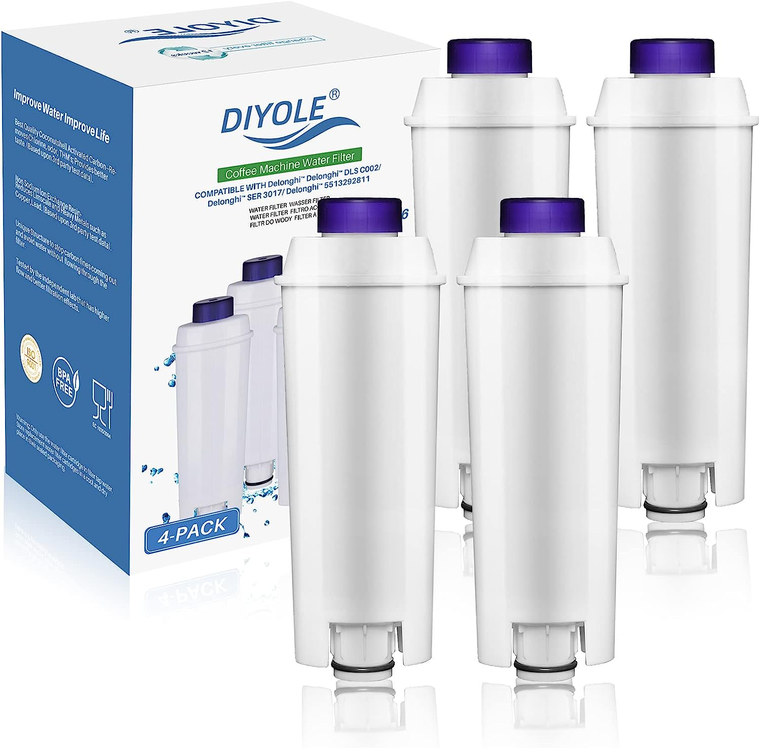 4 Pack Delonghi Coffee Water Filter for Water Filter Replacement eBay