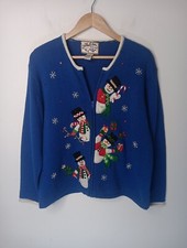 Vintage Christmas Cardigan Sweater Size Large Heirloom Collectibles Snowman