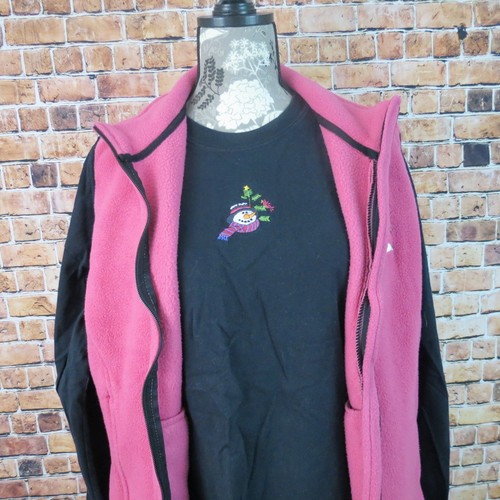 Port Authority 2 teiliges Set Damen Fleece Weste Gildan T-Shirt Gr. XL rosa schwarz  - Bild 1 von 11