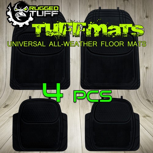 Black 4pc Rugged TUFF Floor Mat Universal All Weather Heavy Duty Odor Resistant - Bild 1 von 3