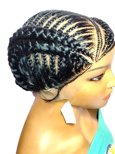 Big Cornrow Stitch Braids with Bun Full Lace Baby Hair Wig Lemonades Braided Wig - Picture 14 of 15