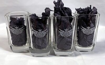 4 New Avion Tequila Etched & Embossed Logo Shot Glasses 1.5 oz