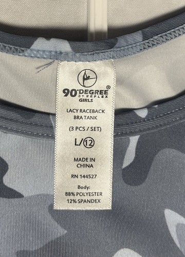 90 Degree By Reflex Girl’s Large 3 Piece Set Tank Shorts Belt Bag Blue Camo NWT - Picture 9 of 12