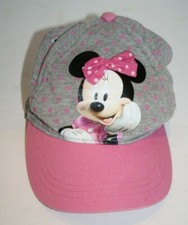 Disney Minnie Mouse Girls Pink Gray Polka Dot Baseball Cap Hat Adjustable Small