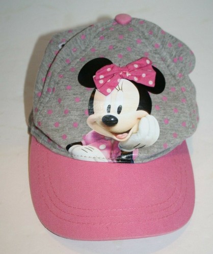 Disney Minnie Mouse Pink Gray Polka Dot Baseball Cap Hat Adjustable Small Girls