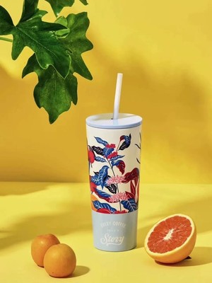 2020 China Starbucks Summer Coffee Story Blue 16oz Stainless Steel Straw Cup  | eBay