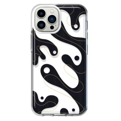 Mundaze Case for Apple iPhone 13 Pro Max Cover Luxury Black White Fluid