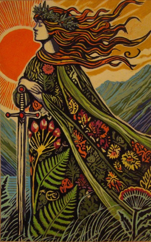 The Queen of Swords 4.9 inches x 8.9 inches Acrylic Painting on Paper titled
