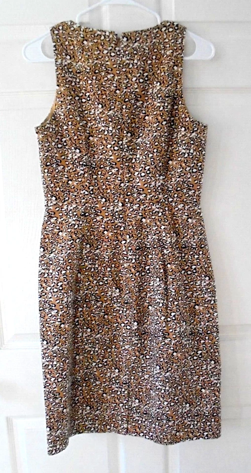 Vestido Vaina J CREW Sin Mangas Leopardo Estampado Animal Forrado Cremallera Talla 4 Foto 3 de 4