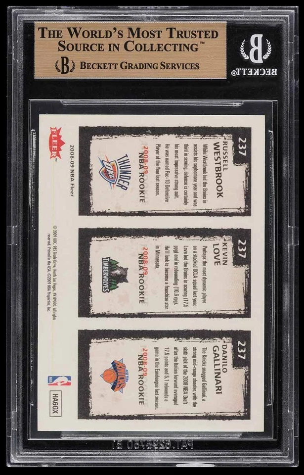 Russell Westbrook Kevin Love RC BGS 9.5 2008-09 Fleer Rookie #237 Top POP Foto 2 de 3