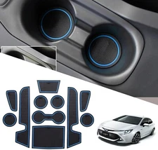 Blue Rubber Liner Pads Cup Holder Door Pocket Mat Fits 19-24 Corolla Hatchback