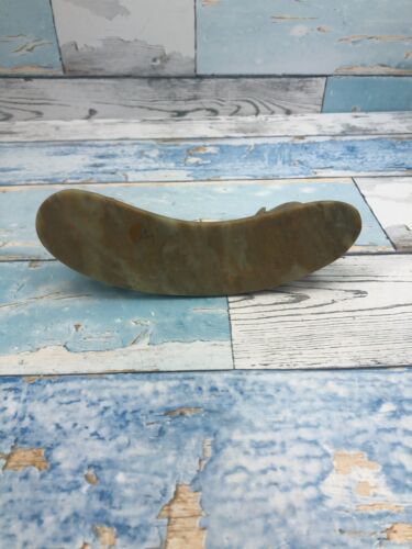 Vintage Hand Carved Mottled Onyx Stone Troop of 3 Elephants Art Ornament 6” Long - Picture 2 of 8