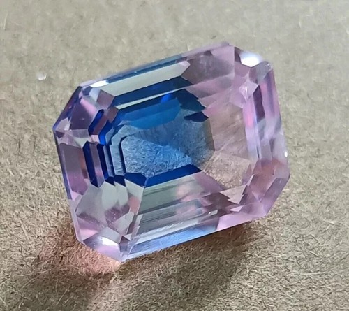 Zaffiro Pitambari Naturale Taglio Smeraldo 9-10 Ct Bicolore Certificato Gemma Sciolta - Foto 7 di 7