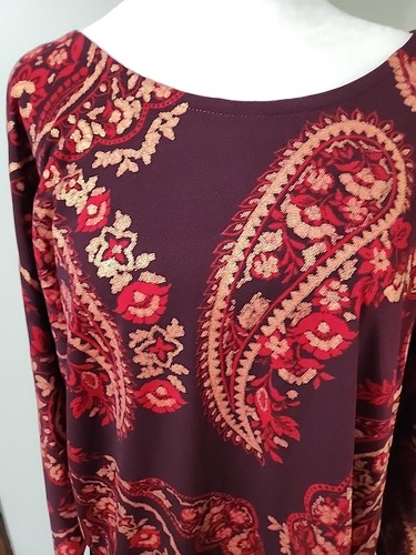 JM Collection XL Women's Burgundy Red Paisley Top Blouse Elegant Beautiful NWT - Picture 7 of 8