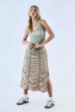 Urban Outfitters Double Stitched Ruched Midi Skirt XS TP Women Casual NEW 34315