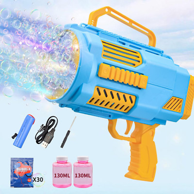Upgraded Bazooka Bubble Gun No Dip, Bubble Machine Gun with Light Music, 9000+ B