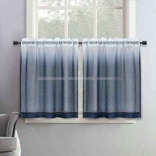 Sheer Bathroom Curtains 30 Inches Long for Small Windows Set 2 Panels