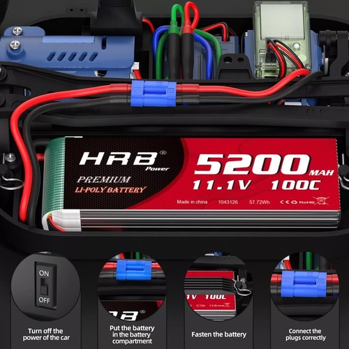 2xHRB 11,1V 5200mAh 3S 100C Lipo Akku EC5 für RC Auto-Akku Quad FPV - Bild 3 von 6