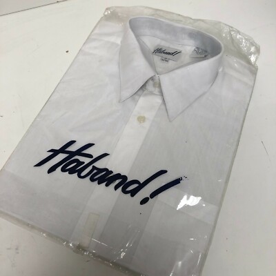 NOS New in Pkg Vintage Haband White L/S Dress Shirt Mens Size 17 - 32/33