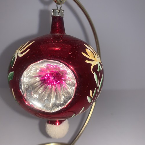 Vintage Poland Mercury Glass Christmas Ornament Triple Indent Finial 4" READ
