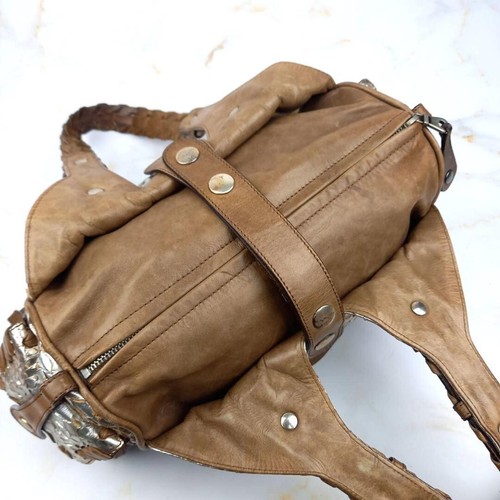 Bolso de Mano Chloe Silverado Cuero Plateado Marrón Usado Hecho en Italia - Imagen 7 de 11