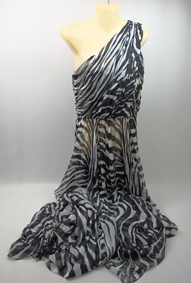 DOLCE & GABBANA オハサイスタフルフレストコト 【関税込】 Dolce & Gabbana Women's Black White One Shoulder Zebra Silk