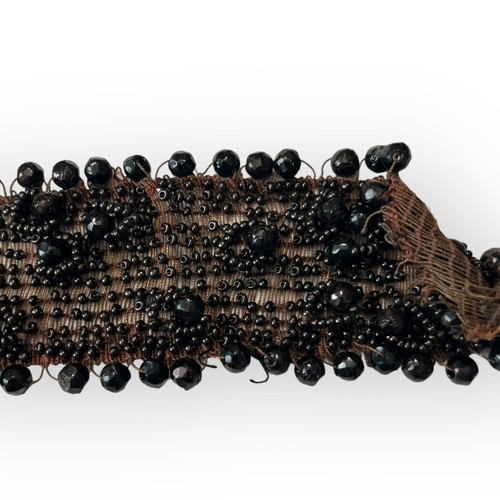 NICE Lot of Victorian Black Jet Applique and Brown Beaded Trim and Cuffs 6pc - Picture 10 of 12