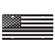 Thin Gray Line American Flag (Correctional-Officers) Aluminum License Plate