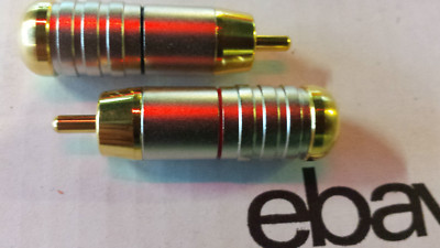 2x RCA PLUG Red/Black 24 Carat Gold Plated Orig Monacor for Highest Demands