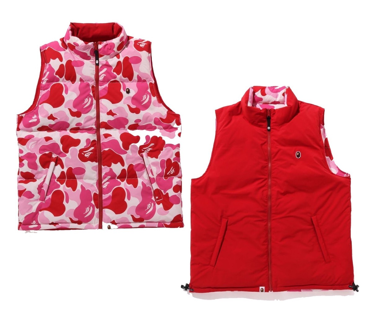 A BATHING APE Men's ABC CAMO REVERSIBLE DOWN VEST JACKET A BATHING APE Men's ABC CAMO REVERSIBLE DOWN VEST JACKET