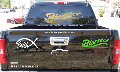 Blessed text all sizes Christian Church Jesus God Prayers Religion sticker - Picture 2 of 11