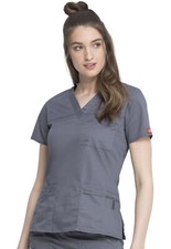 Pewter Dickies Scrubs Gen Flex V Neck Top 817455 PEWZ