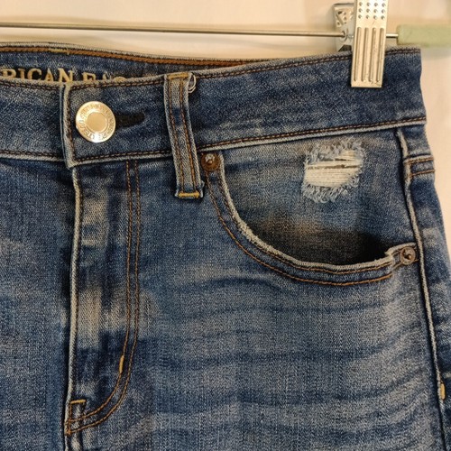 American Eagle Outfitters roher Saum abgenutzt Denim Jeans Minirock Größe 8 Y2K - Bild 4 von 7