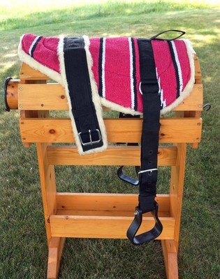 Showman Youth Pony Bareback Pad with Kodel Fleece Bottom with Stirrups and Girth