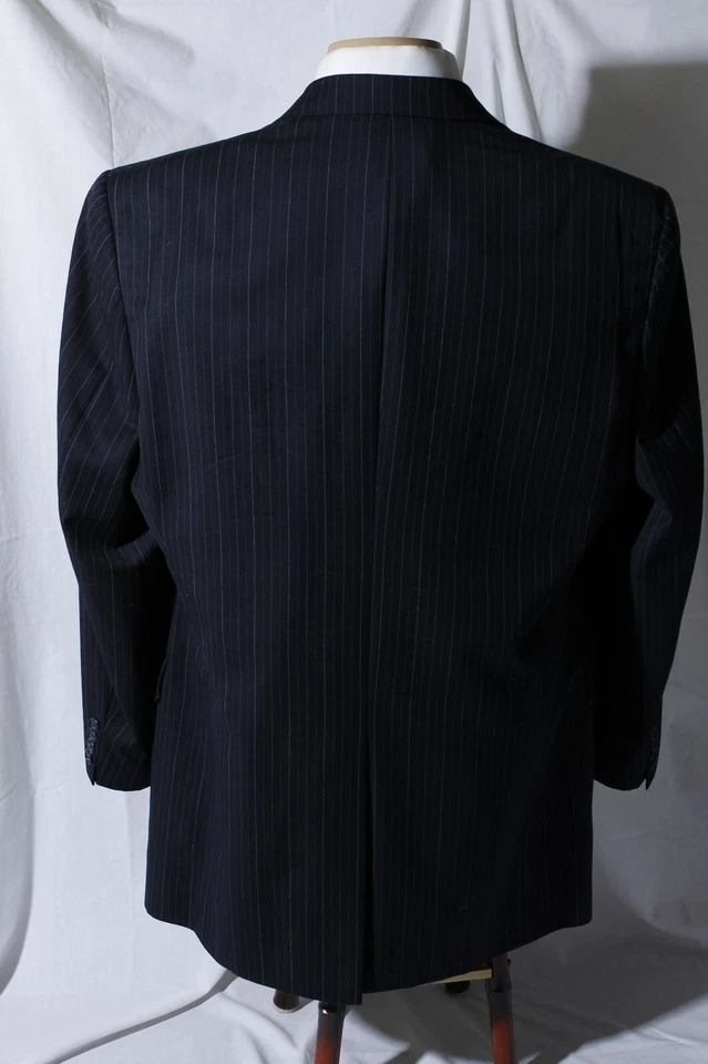 Traje Hart Schaffner Marx Para Hombre Negro Azul Rayas Talla 44L W38 Foto 4 de 4