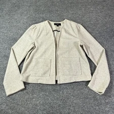 J Crew Blazer Womens Small Beige Cotton Stretch Long Sleeve Open Front Jacket S