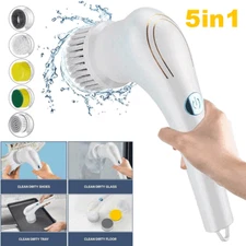 5 Heads Electric Spin Scrubber Cordless Bath Tub Power Scrubber Kitchen Cleaner