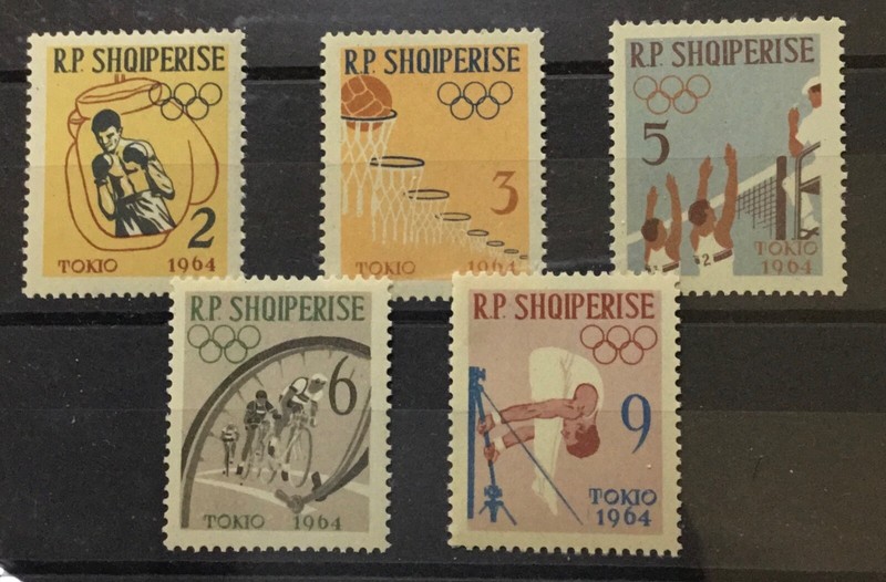 ALBANIA #666-670. SET OF FIVE, 1964 TOKYO OLYMPICS.   MNH