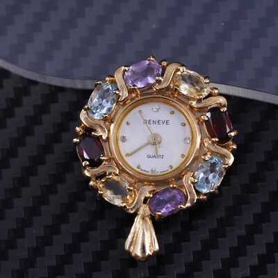 JASCO Watch pendant Gold sterling 925 Silver Blue Topaz ruby 