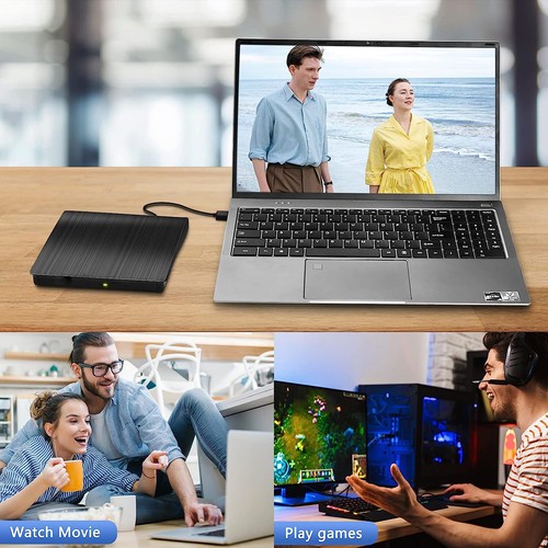 Slim External CD DVD Drive USB 3.0 Disc Player Burner Writer For Laptop PC Mac - Picture 8 of 12