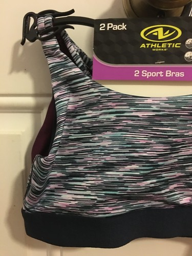 NWT GIRL'S SIZE SMALL ATHLETIC WORKS 2 PACK RACERBACK SPORT BRAS BAND SIZE 30 - Picture 2 of 7