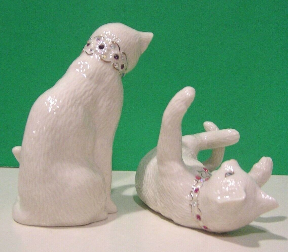 LENOX PLAYING PAT-A-CAKE Two CAT Sculpture Kitten set -- -- NEW in