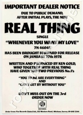 Real Thing Whenever You Want My Love Dealer Flyer