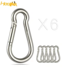 6 Pcs 304 Stainless Steel Carabiner Clip Snap Hook Spring Karabiner 440 Lbs