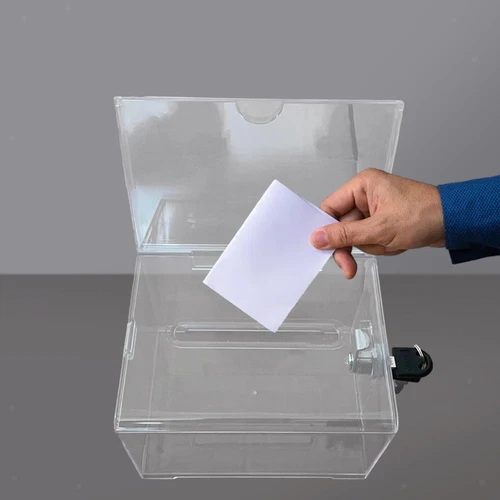 Boîte de dons transparente, boîte de dons verrouillable en acrylique pour le