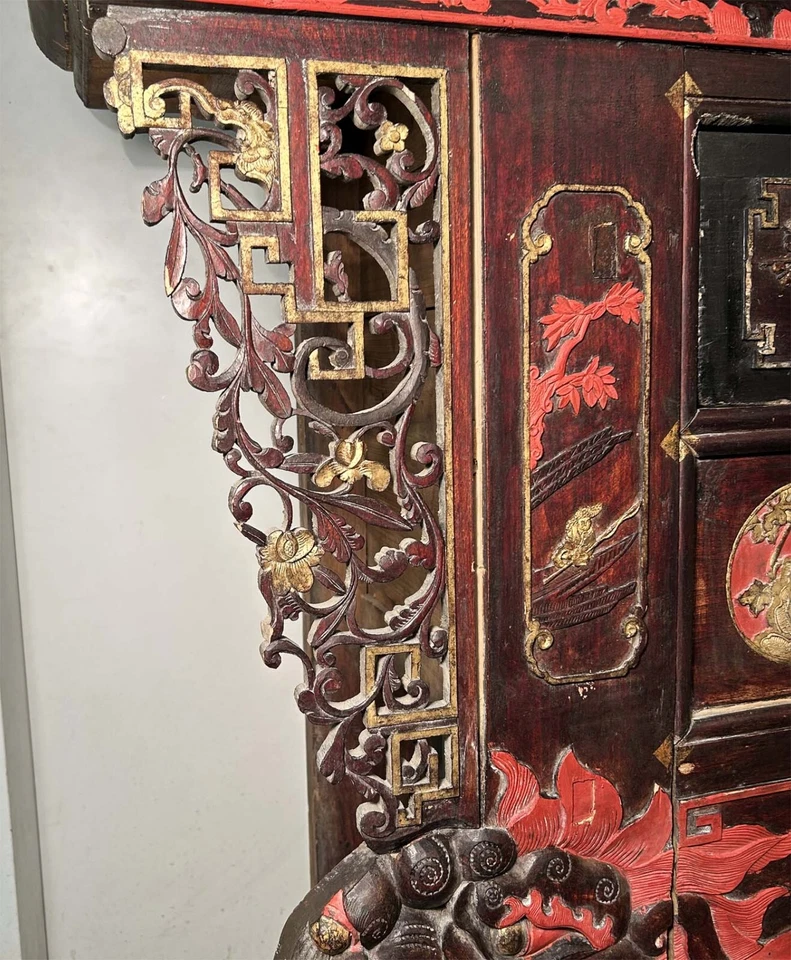 Antigua mesa alta de altar del templo (3629), madera de Phoebe, alrededor de 1800-1949 Foto 4 de 4