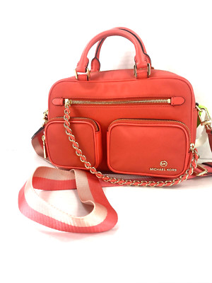 Michael Kors Elliot Small Utility Camera Messenger Bag Nylon Leather Dahlia B2E