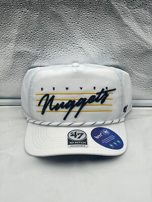 Denver Nuggets NBA '47 Brand White Script Hitch Rope Adjustable Snapback Hat