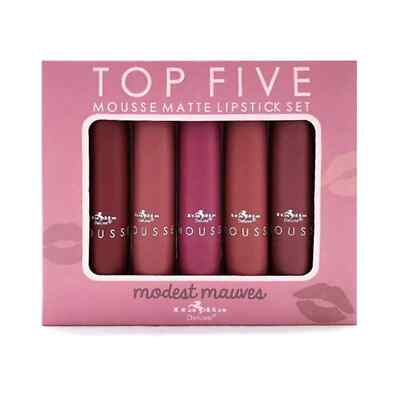 ITALIA DELUXE TOP FIVE MOUSSE MATTE LIPSTICK Modest Mauves 5 pc. (free shipping)