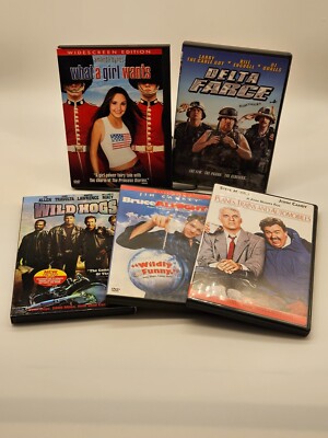 Lot of 5 Comedy DVDs Wild Hogs Delta Farce Bruce Almighty Planes Trains Autos